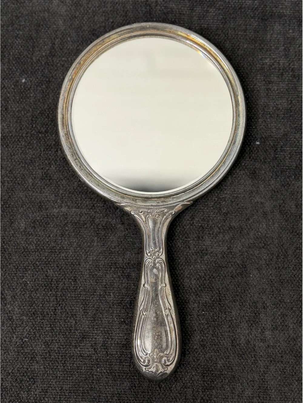 Vintage Ornate Silver Handheld Mirror